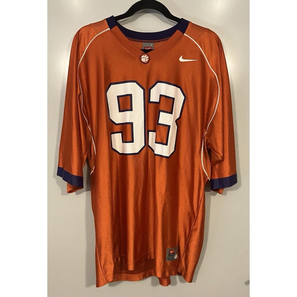 Vintage Y2K Nike Team Jersey Clemson Tigers #93 NCAA Orange Sz L